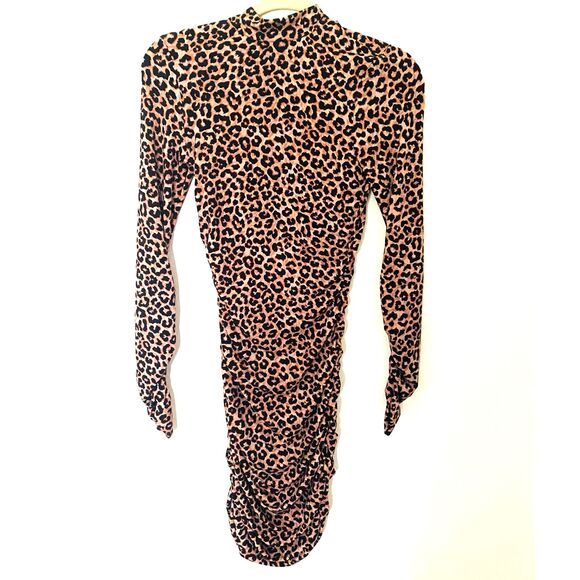 NWT Likely Leopard Print Bali Sheath Long Sleeve Ruched Mock Neck Dress Sz 4 - Picture 2 of 13
